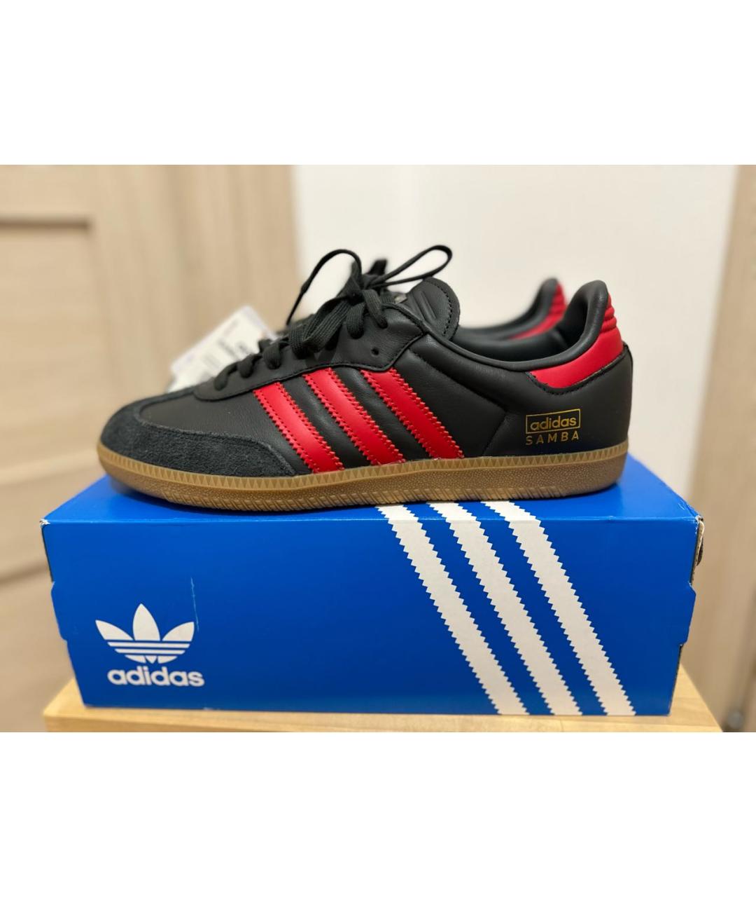 ADIDAS Черные кожаные низкие кроссовки / кеды, фото 8