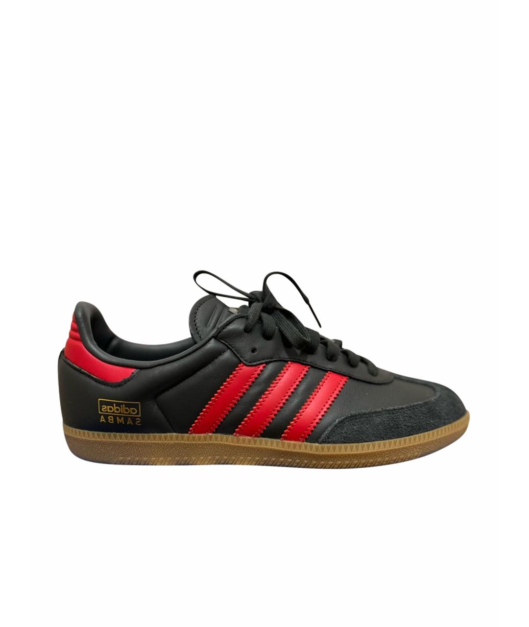 ADIDAS Черные кожаные низкие кроссовки / кеды, фото 1