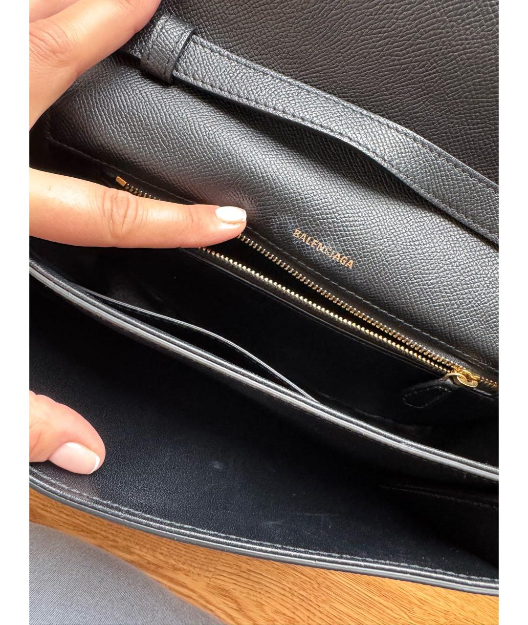 BALENCIAGA Черная кожаная сумка через плечо, фото 5