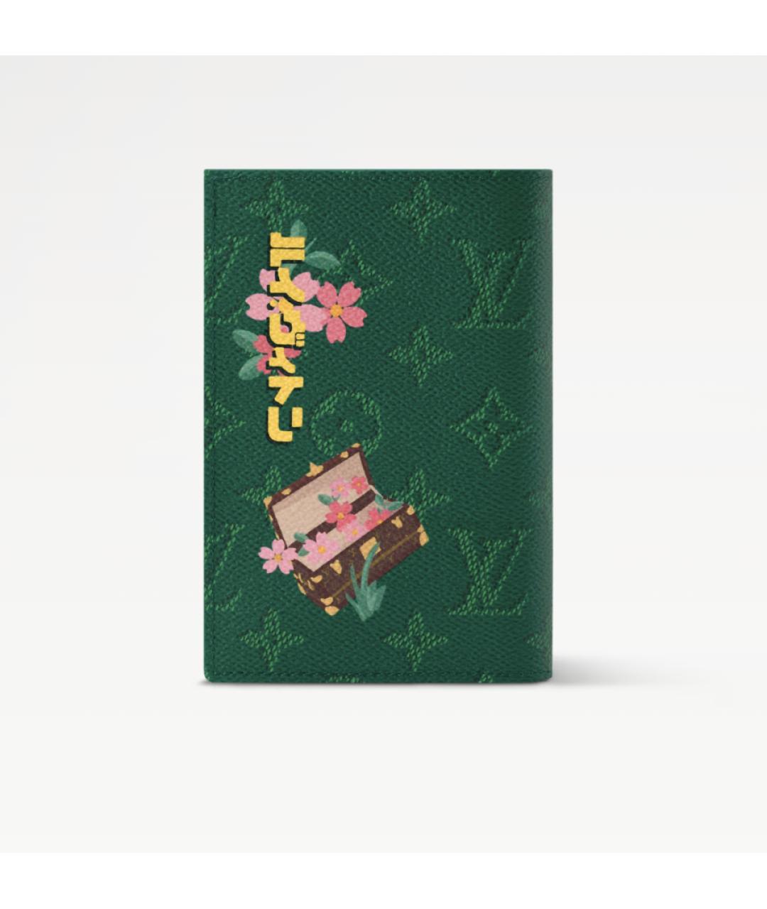 LOUIS VUITTON Зеленый кожаный кардхолдер, фото 3