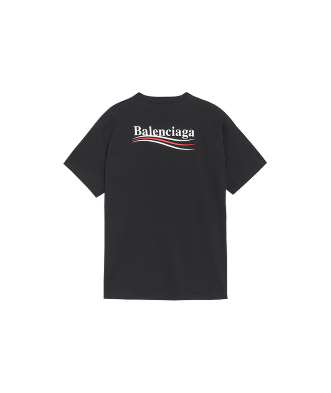 BALENCIAGA Черная хлопковая футболка, фото 2