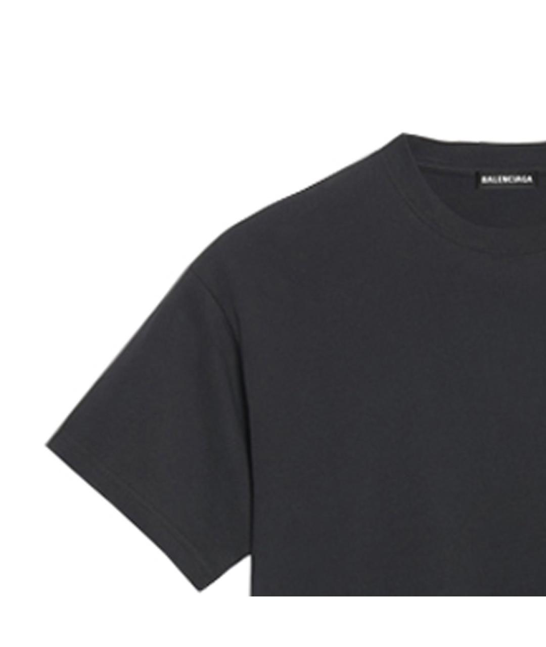 BALENCIAGA Черная хлопковая футболка, фото 7