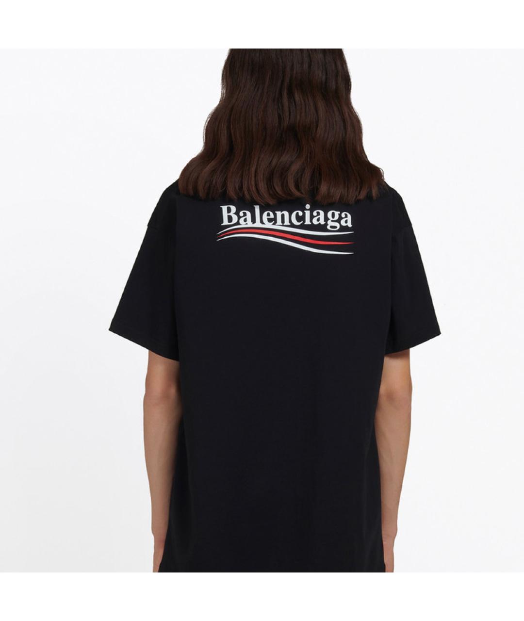 BALENCIAGA Черная хлопковая футболка, фото 4
