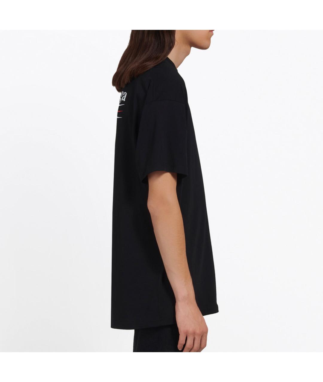 BALENCIAGA Черная хлопковая футболка, фото 5