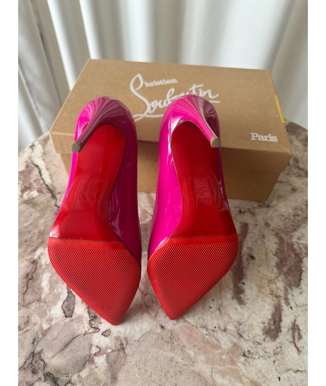 CHRISTIAN LOUBOUTIN Фуксия туфли из лакированной кожи, фото 6