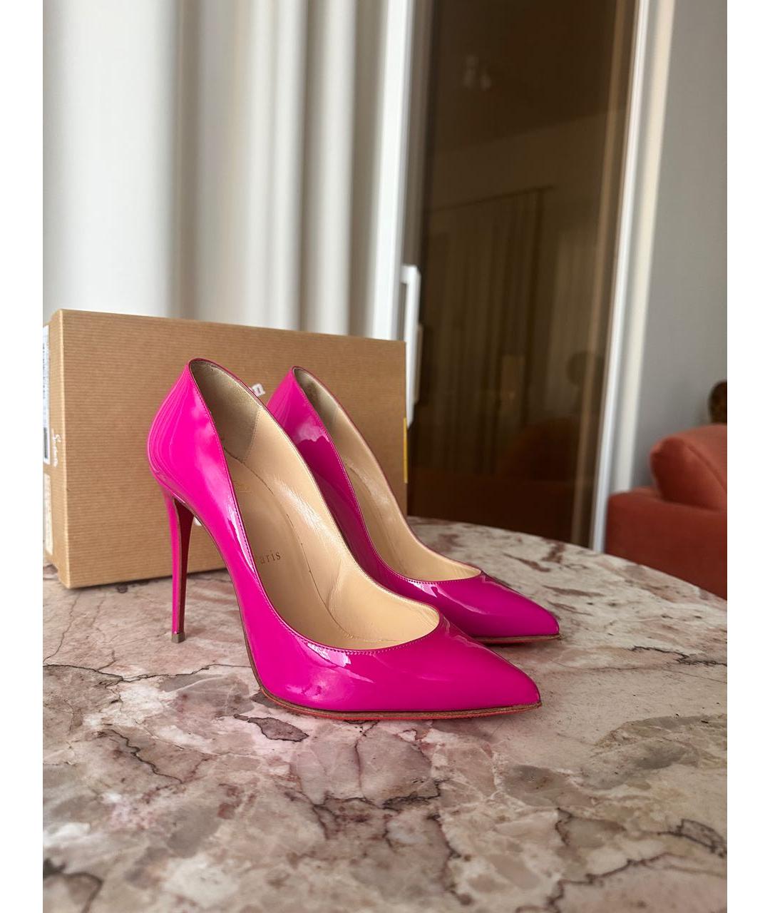 CHRISTIAN LOUBOUTIN Фуксия туфли из лакированной кожи, фото 4