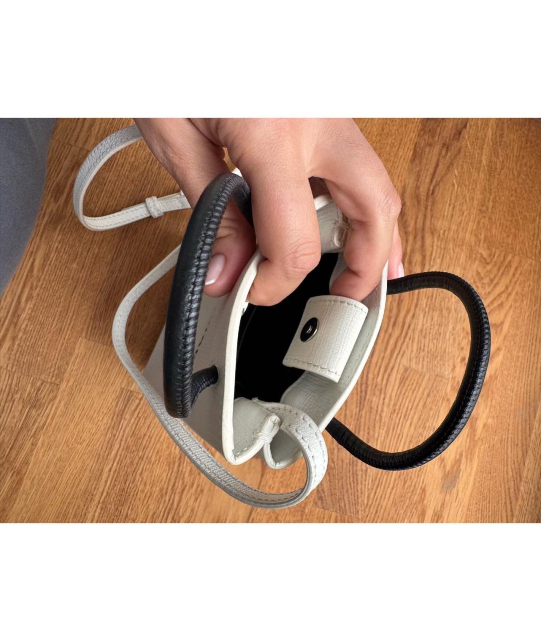 BALENCIAGA Белая кожаная сумка через плечо, фото 4