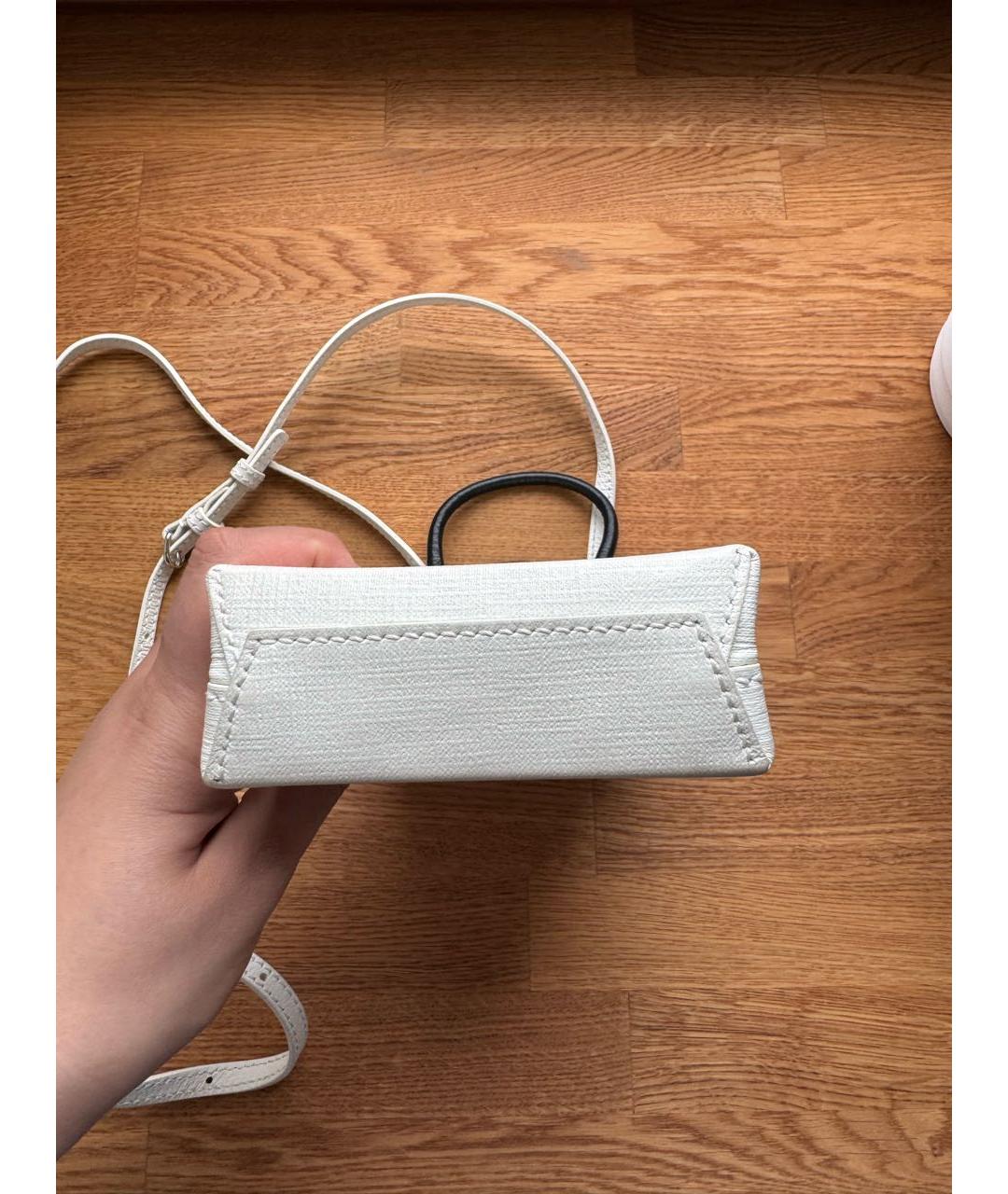 BALENCIAGA Белая кожаная сумка через плечо, фото 6