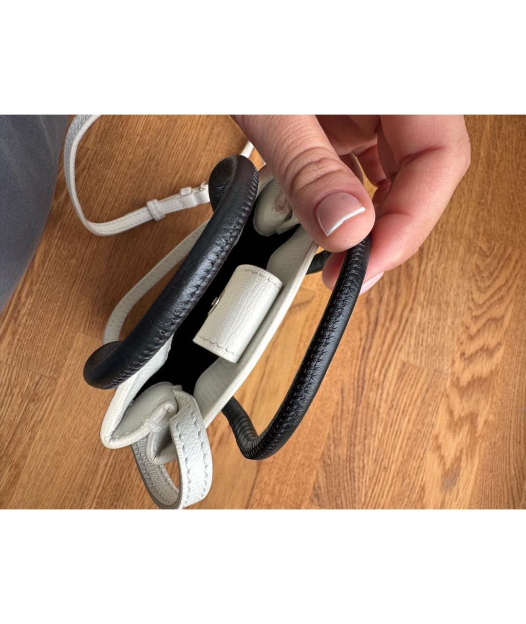 BALENCIAGA Белая кожаная сумка через плечо, фото 7