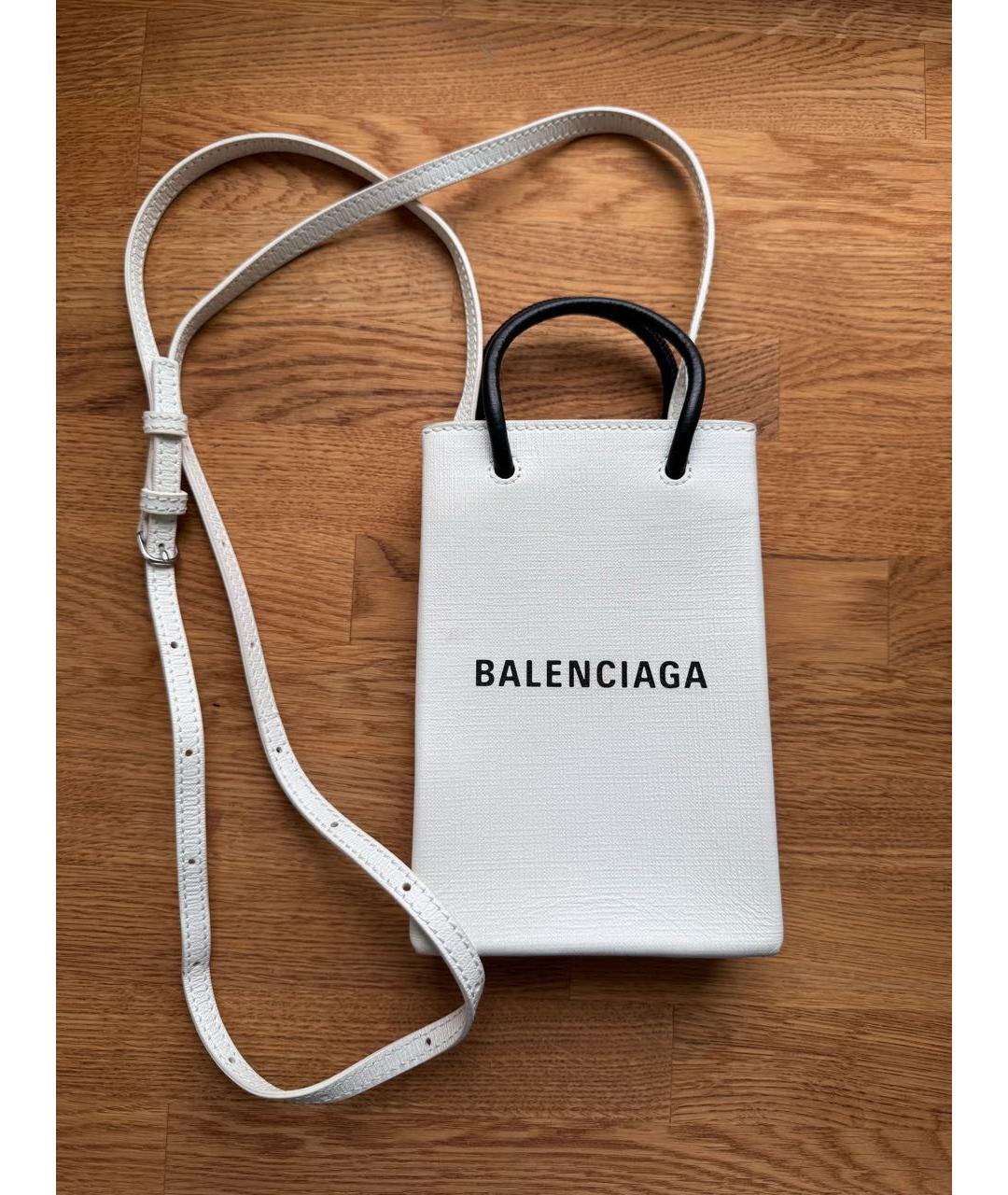 BALENCIAGA Белая кожаная сумка через плечо, фото 8