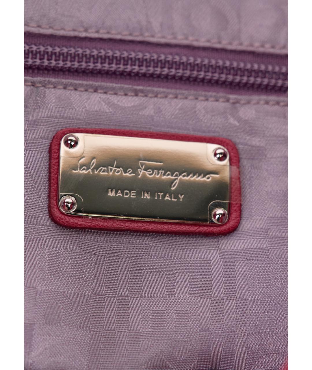 FERRAGAMO Бордовая кожаная сумка с короткими ручками, фото 5