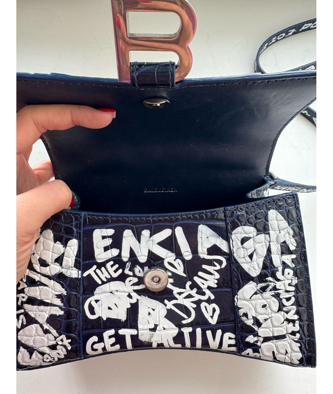 BALENCIAGA Темно-синяя кожаная сумка через плечо, фото 4