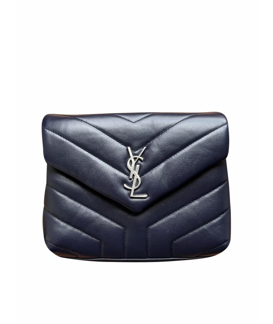 SAINT LAURENT Темно-синяя кожаная сумка через плечо, фото 1