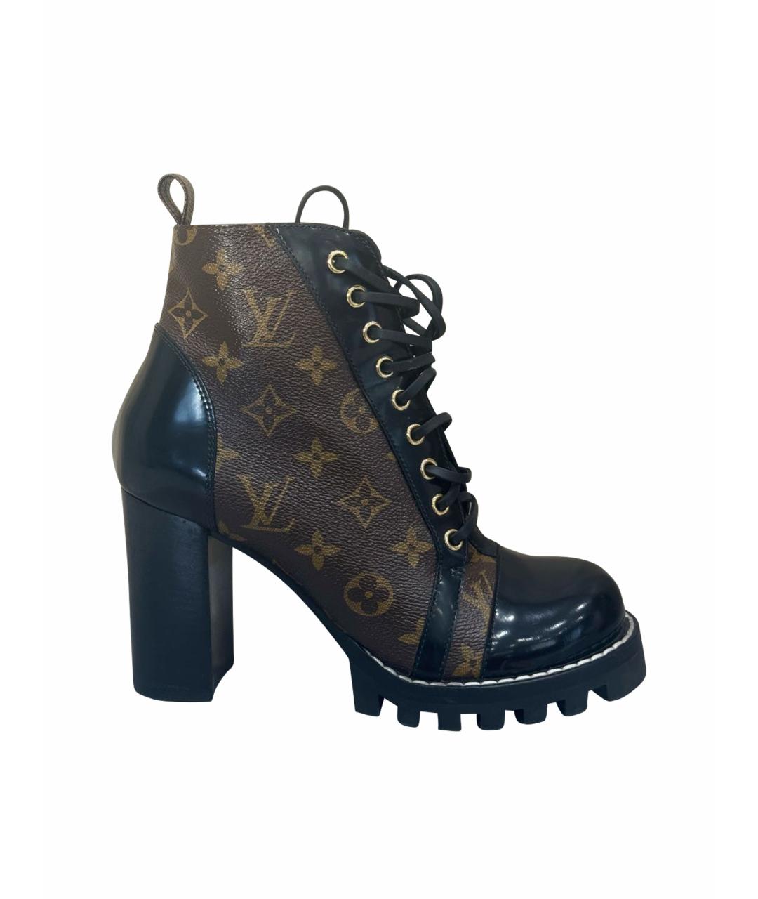 LOUIS VUITTON Черные кожаные ботильоны, фото 1