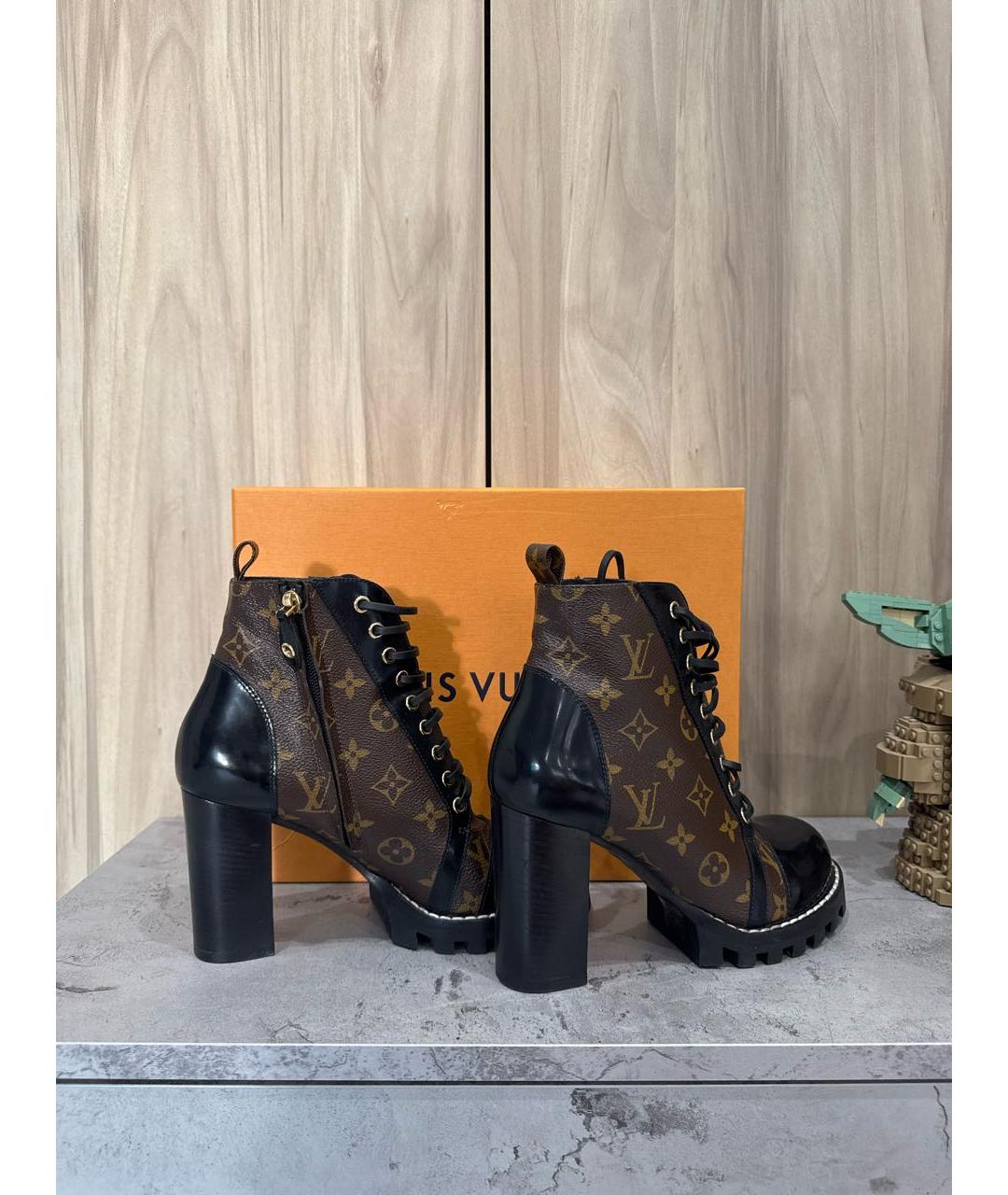 LOUIS VUITTON Черные кожаные ботильоны, фото 5