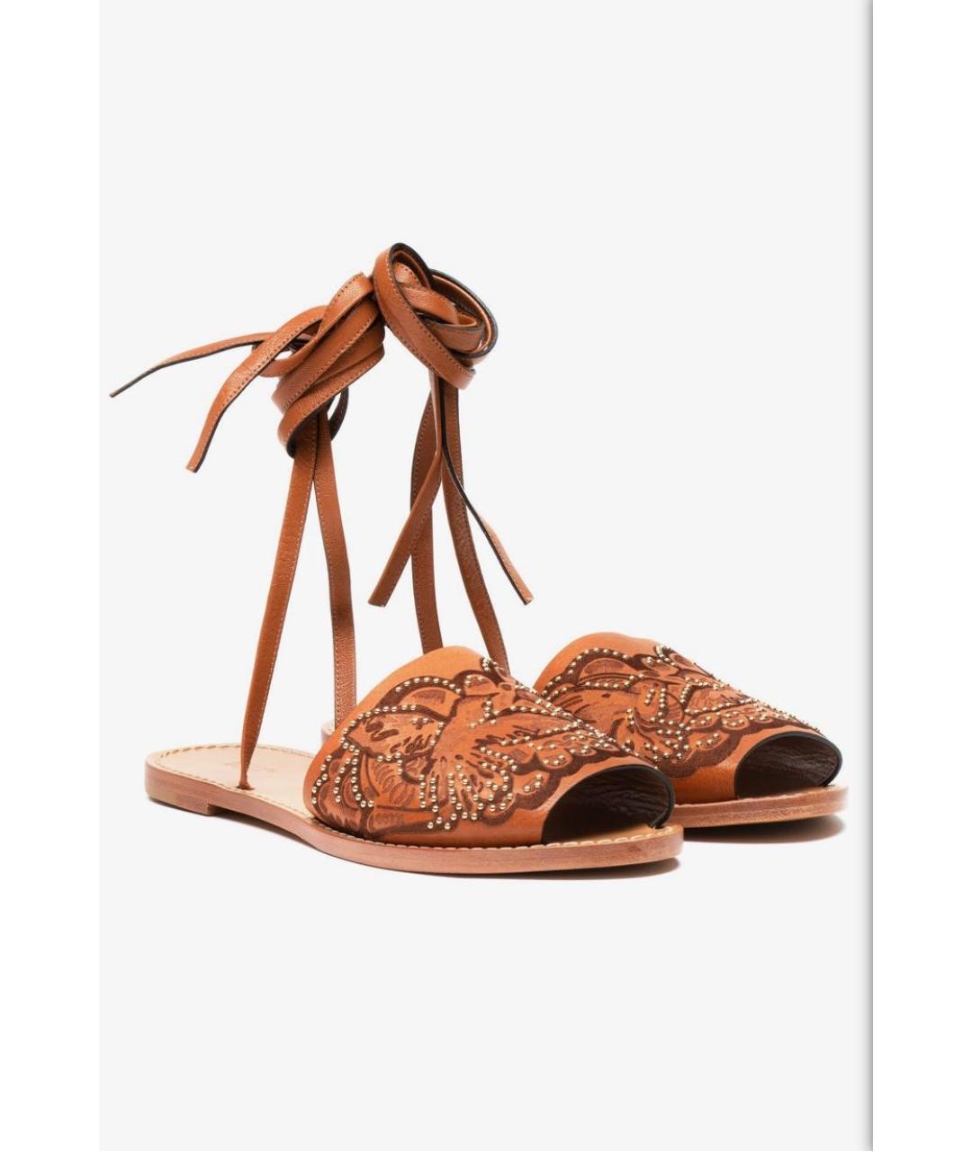 RED VALENTINO Коричневые кожаные босоножки, фото 7