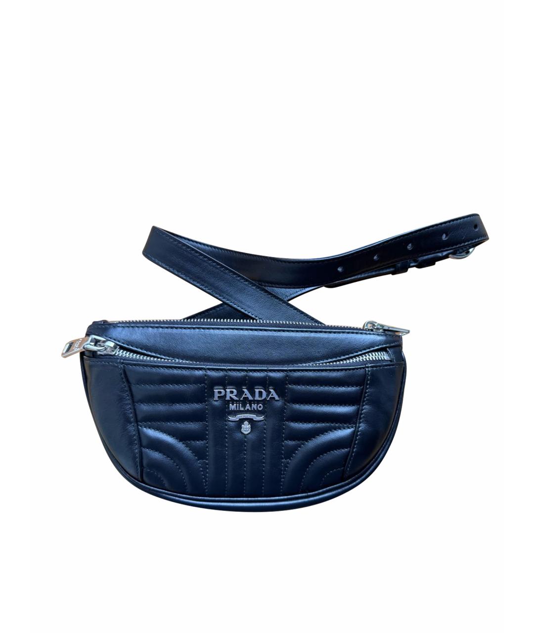 PRADA Черная кожаная поясная сумка, фото 1