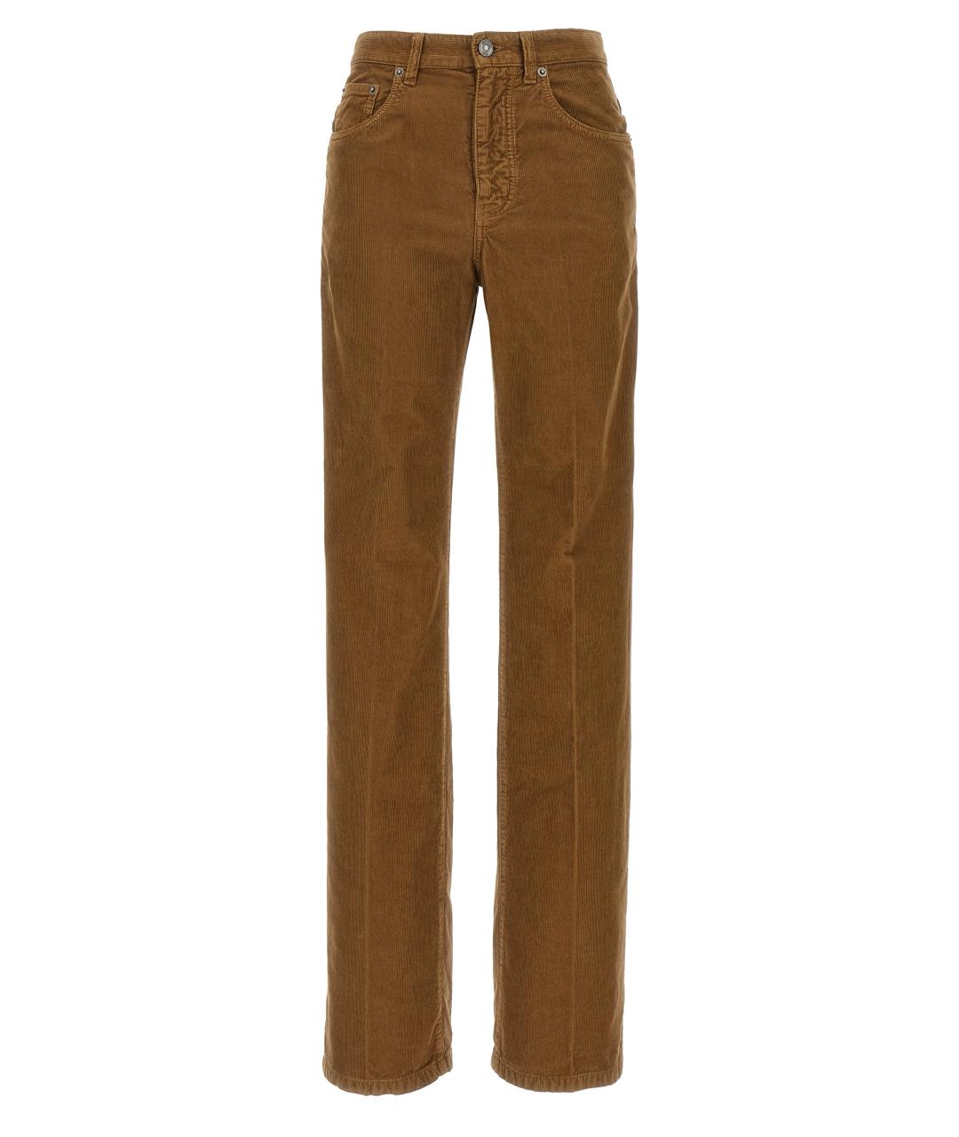 SAINT LAURENT Коричневые хлопковые прямые джинсы, фото 1