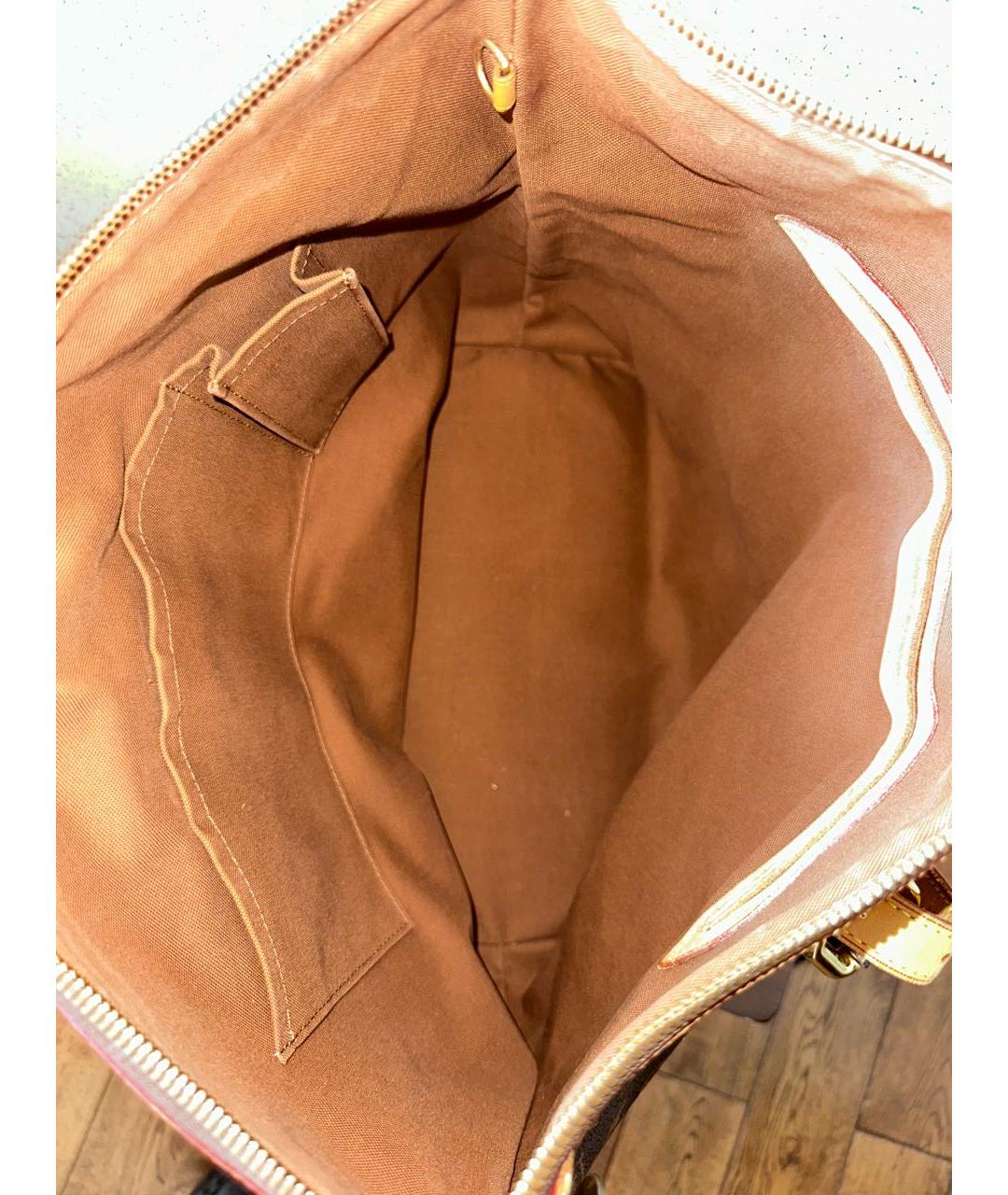 LOUIS VUITTON Коричневая кожаная сумка тоут, фото 8