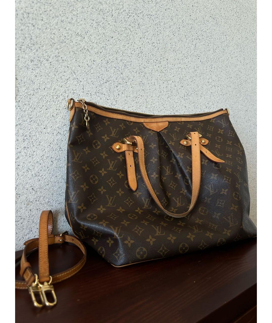 LOUIS VUITTON Коричневая кожаная сумка тоут, фото 5