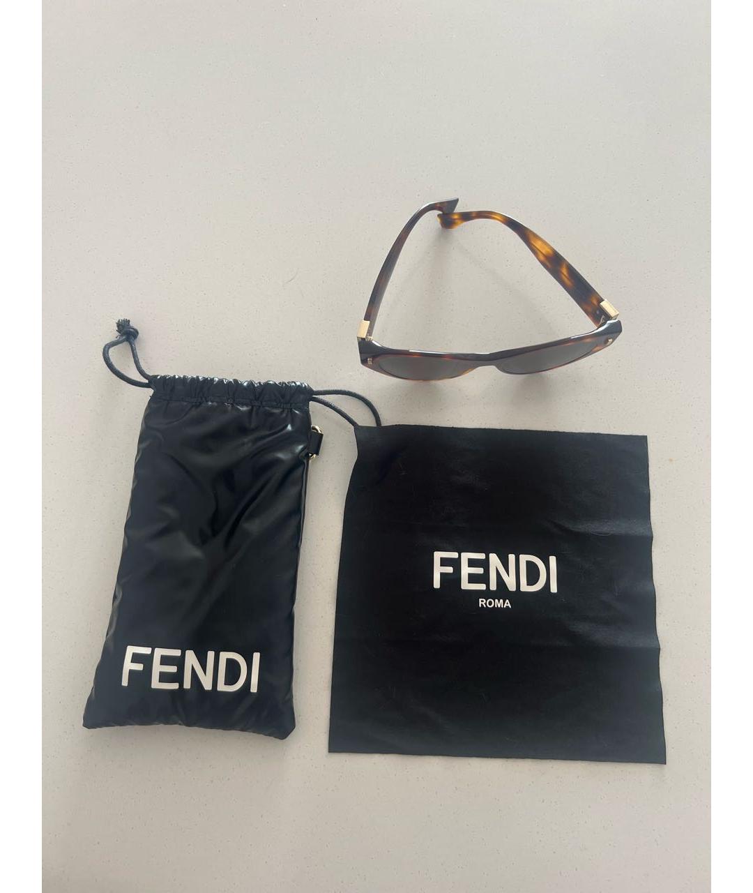 FENDI Коричневые пластиковые солнцезащитные очки, фото 3
