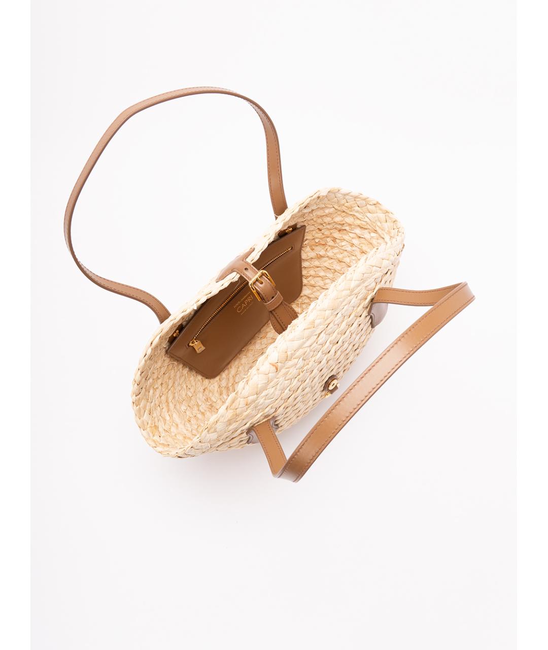 DOLCE&GABBANA Бежевая пелетеная сумка тоут, фото 6