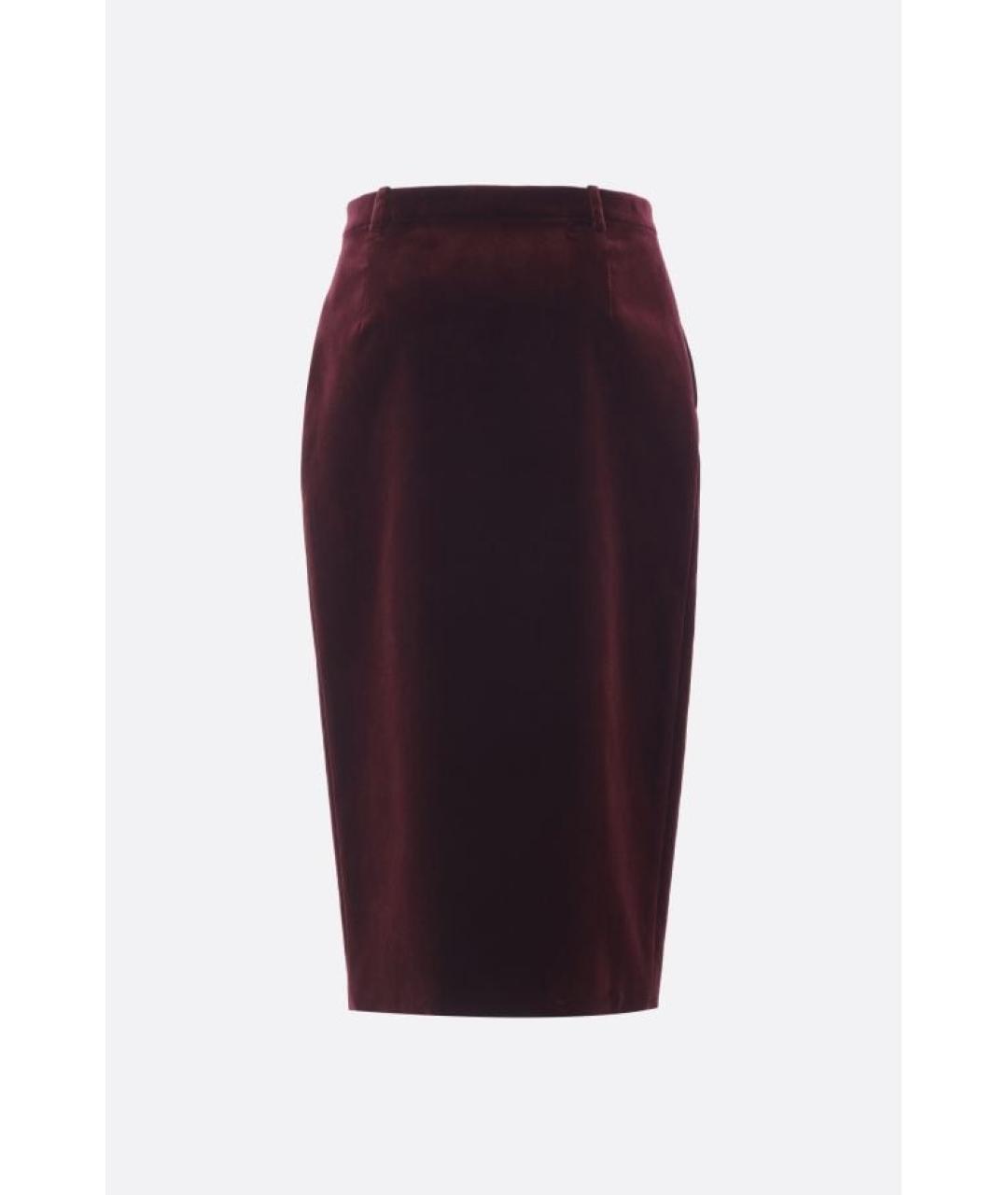 SAINT LAURENT Бордовая юбка миди, фото 2