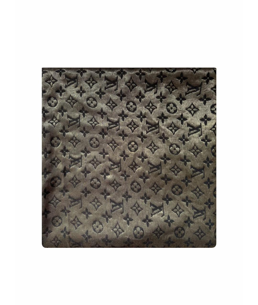 LOUIS VUITTON Коричневый шелковый платок, фото 1