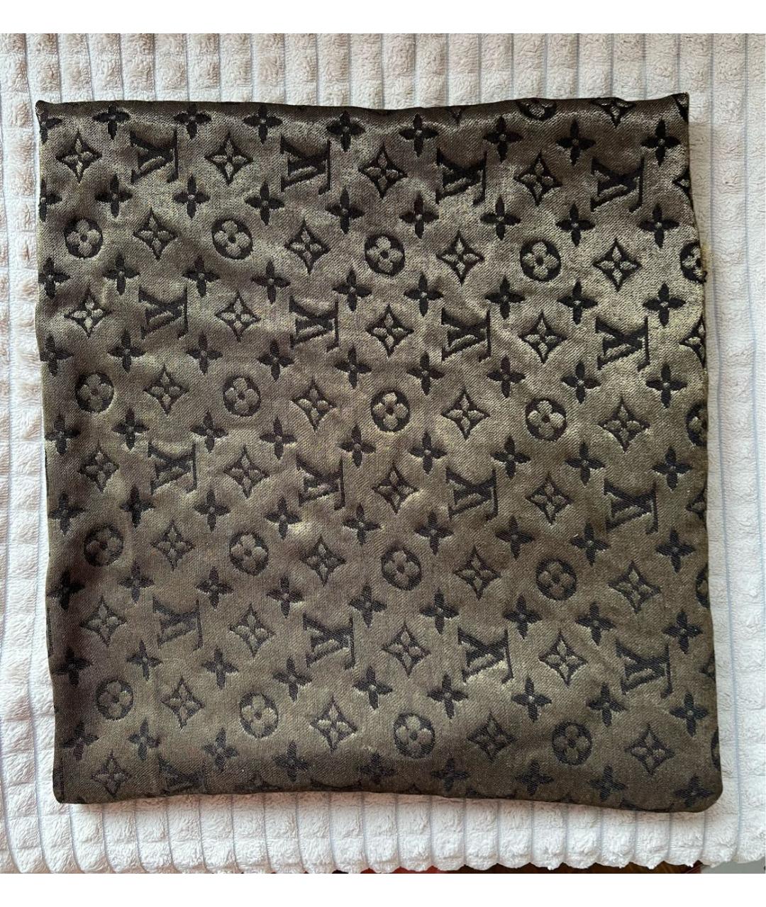 LOUIS VUITTON Коричневый шелковый платок, фото 7