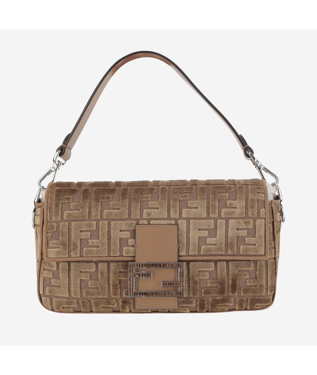 FENDI Бежевая жаккардовая сумка через плечо, фото 5