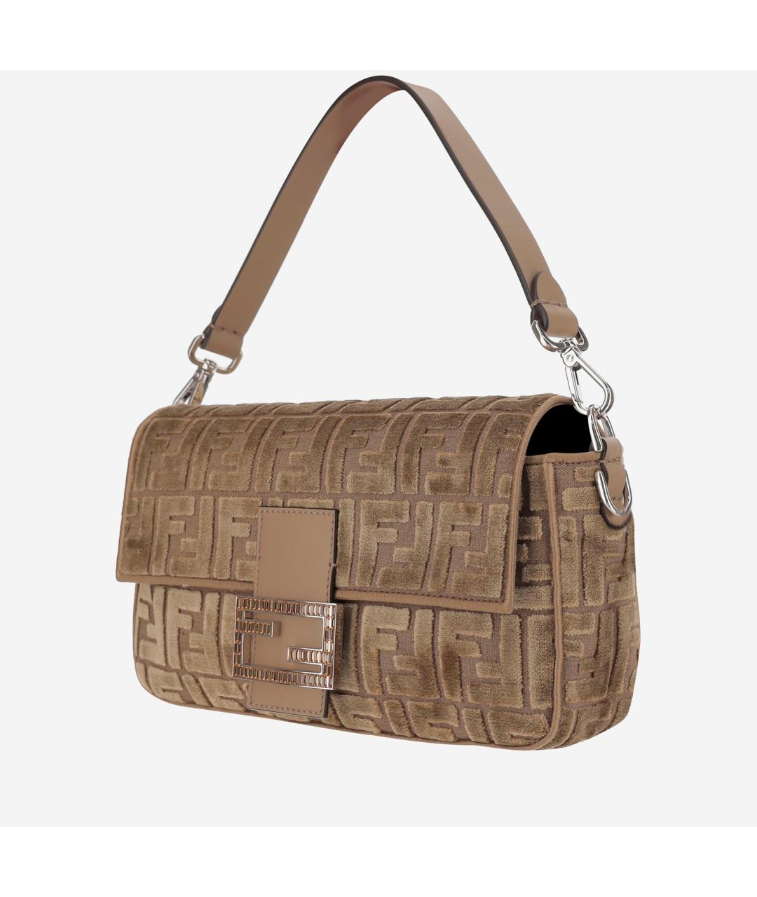 FENDI Бежевая жаккардовая сумка через плечо, фото 2