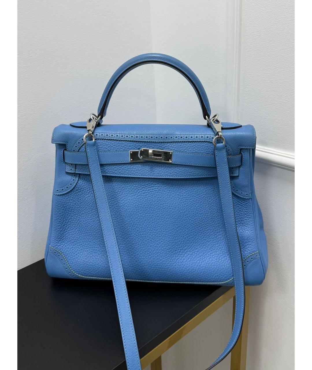 HERMES Голубая кожаная сумка через плечо, фото 2
