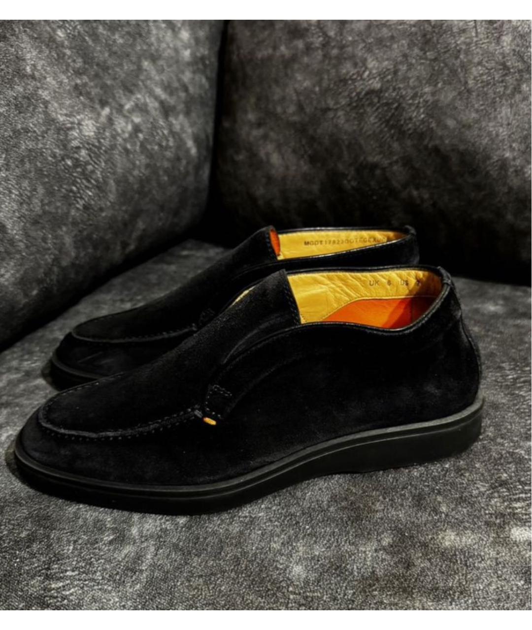 SANTONI Черные замшевые высокие ботинки, фото 4