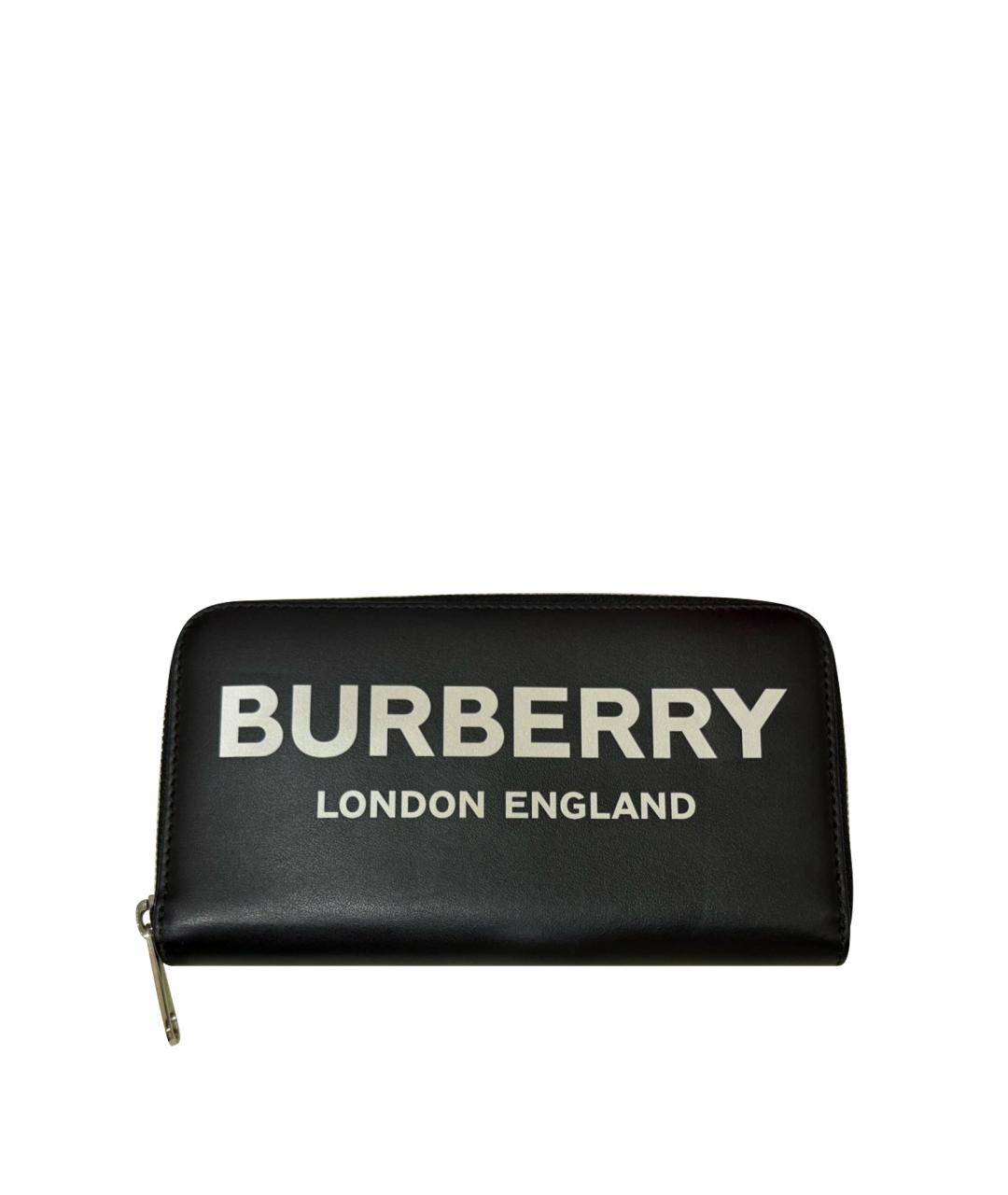 BURBERRY Черный кожаный кошелек, фото 1