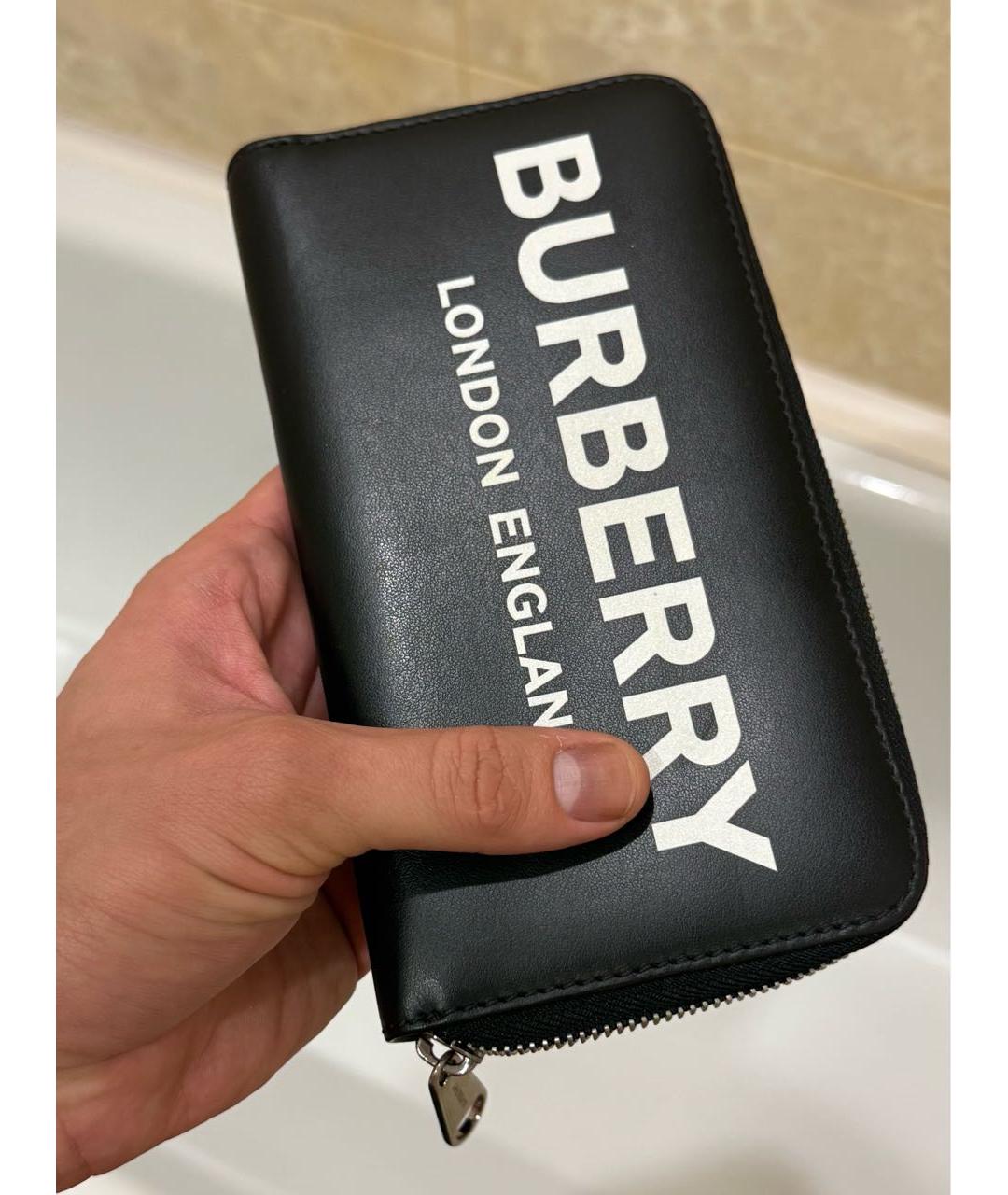BURBERRY Черный кожаный кошелек, фото 7