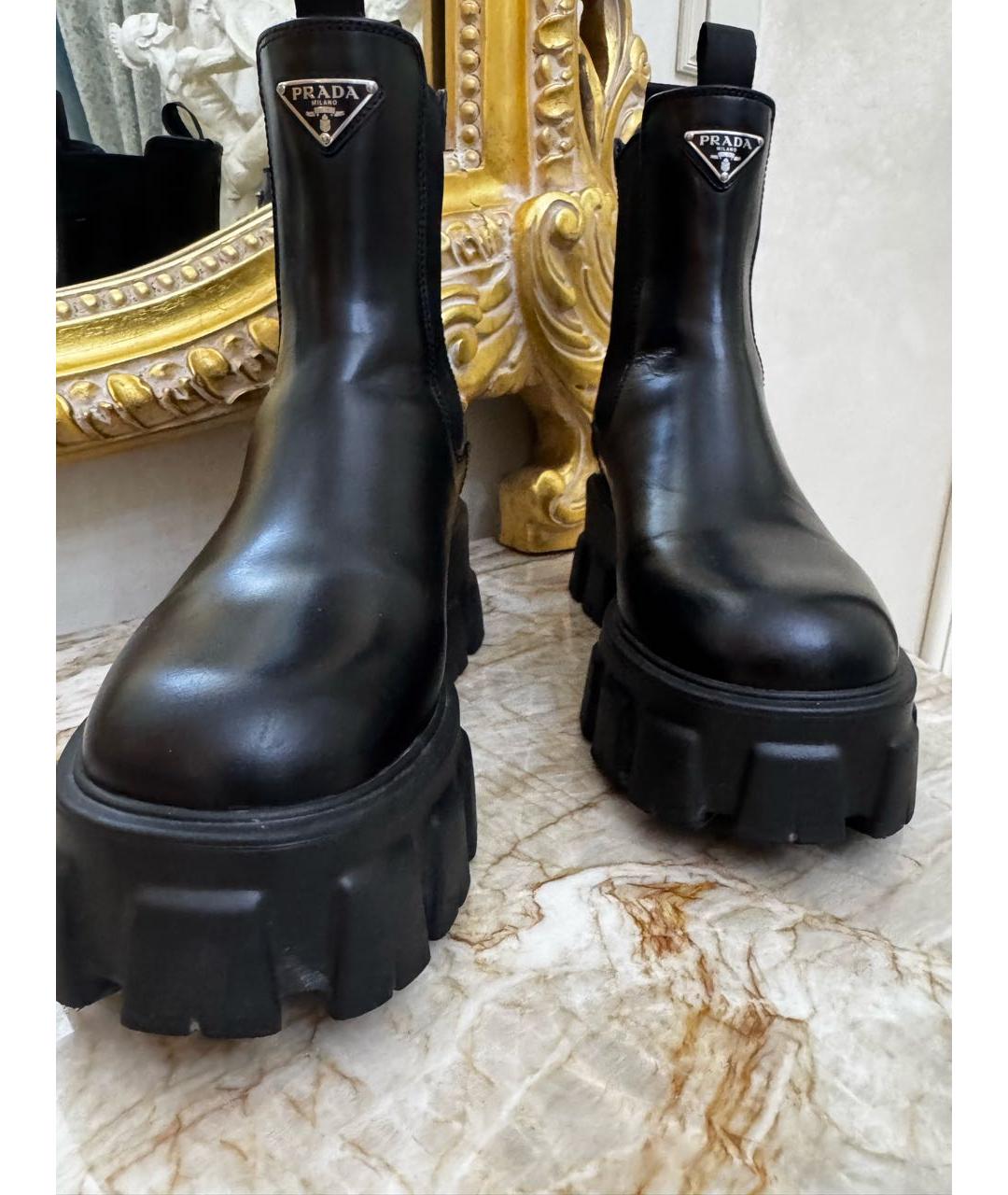 PRADA Черные кожаные ботинки, фото 6