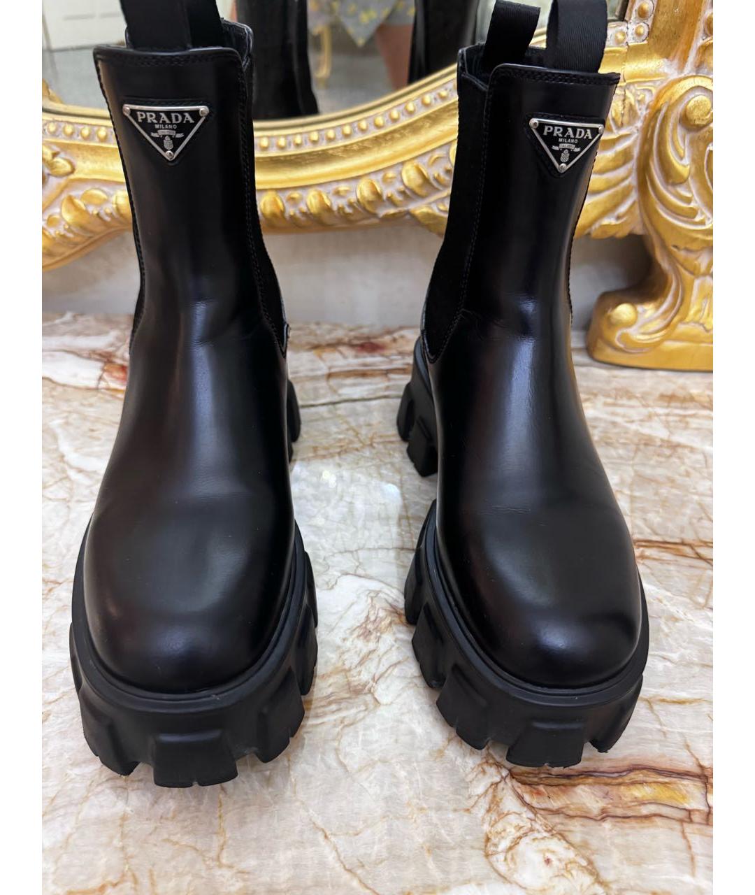 PRADA Черные кожаные ботинки, фото 7