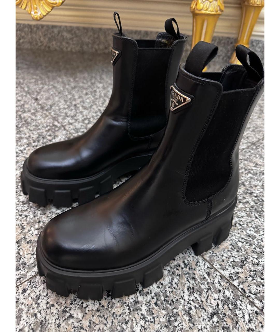 PRADA Черные кожаные ботинки, фото 4