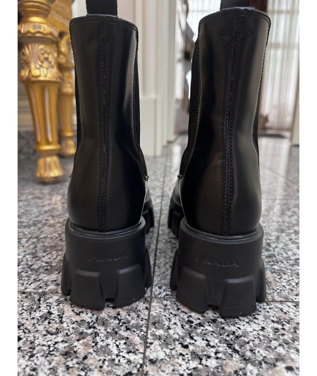 PRADA Черные кожаные ботинки, фото 3