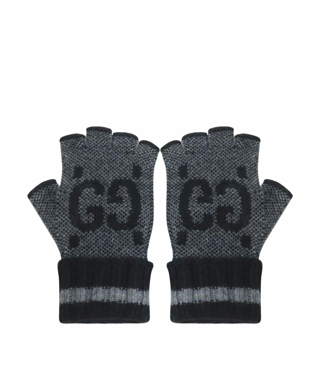 GUCCI Антрацитовые кашемировые варежки, фото 1