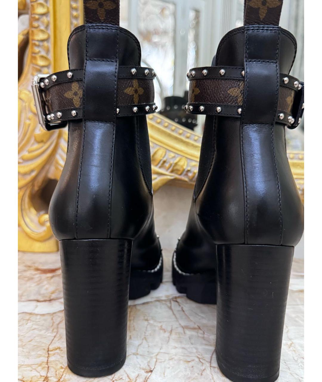 LOUIS VUITTON Черные кожаные ботинки, фото 3