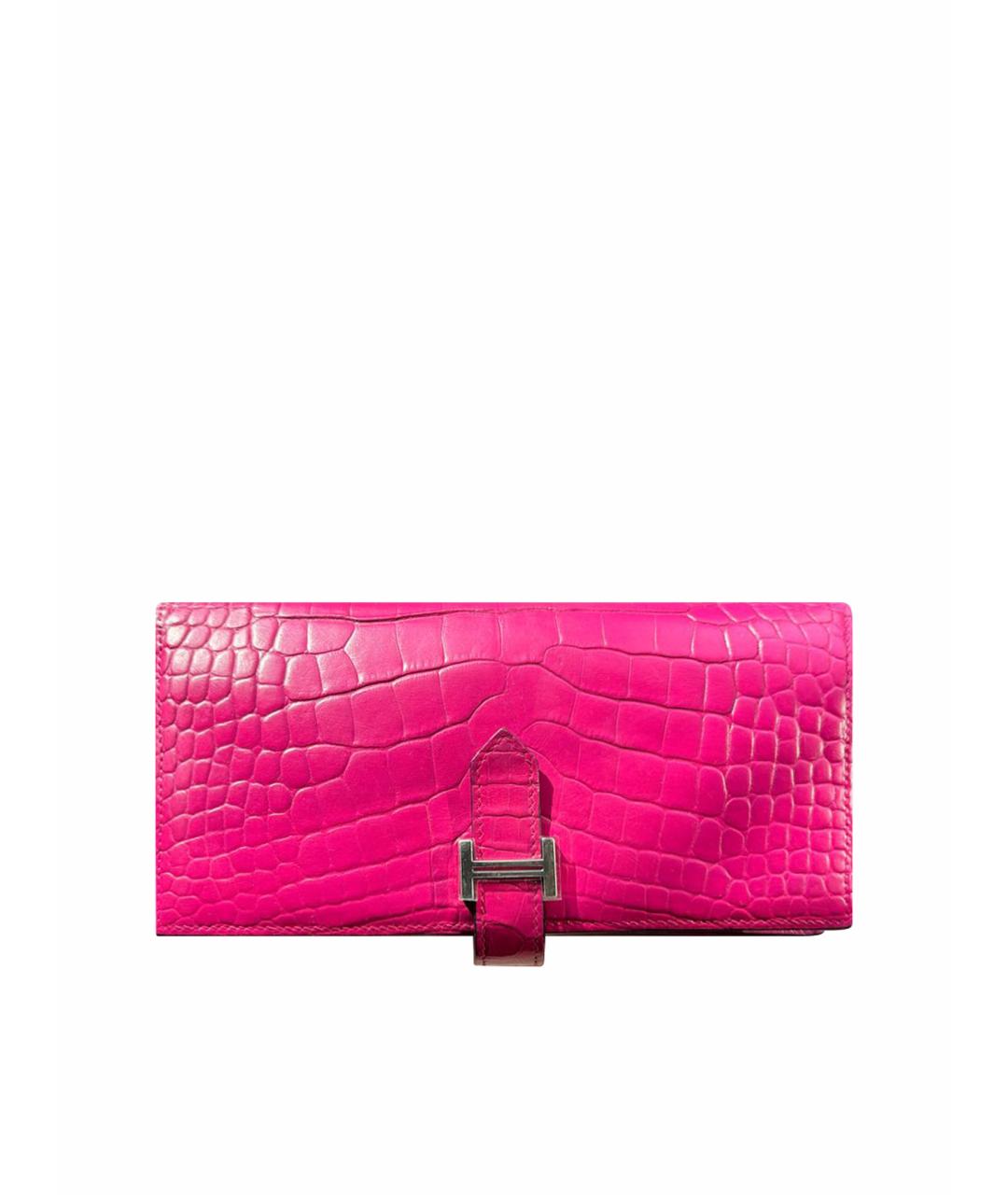 HERMES Розовый кошелек из экзотической кожи, фото 1