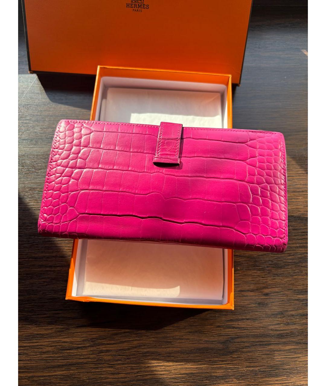 HERMES Розовый кошелек из экзотической кожи, фото 3