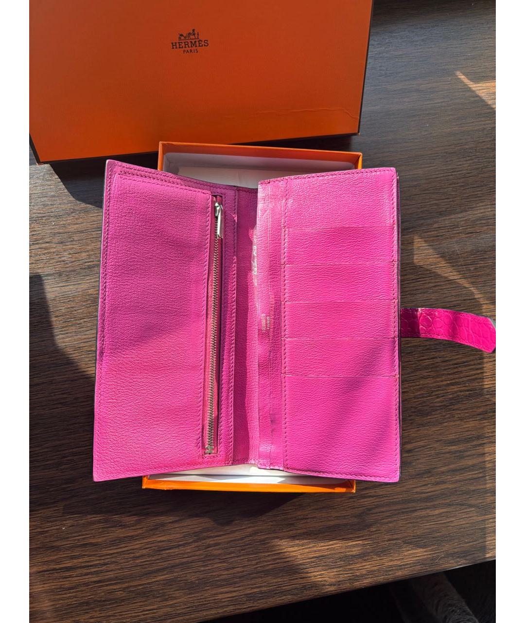 HERMES Розовый кошелек из экзотической кожи, фото 4