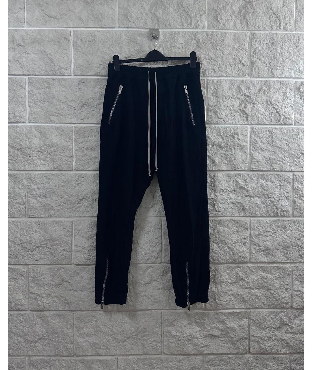 RICK OWENS Черные хлопковые повседневные брюки, фото 7