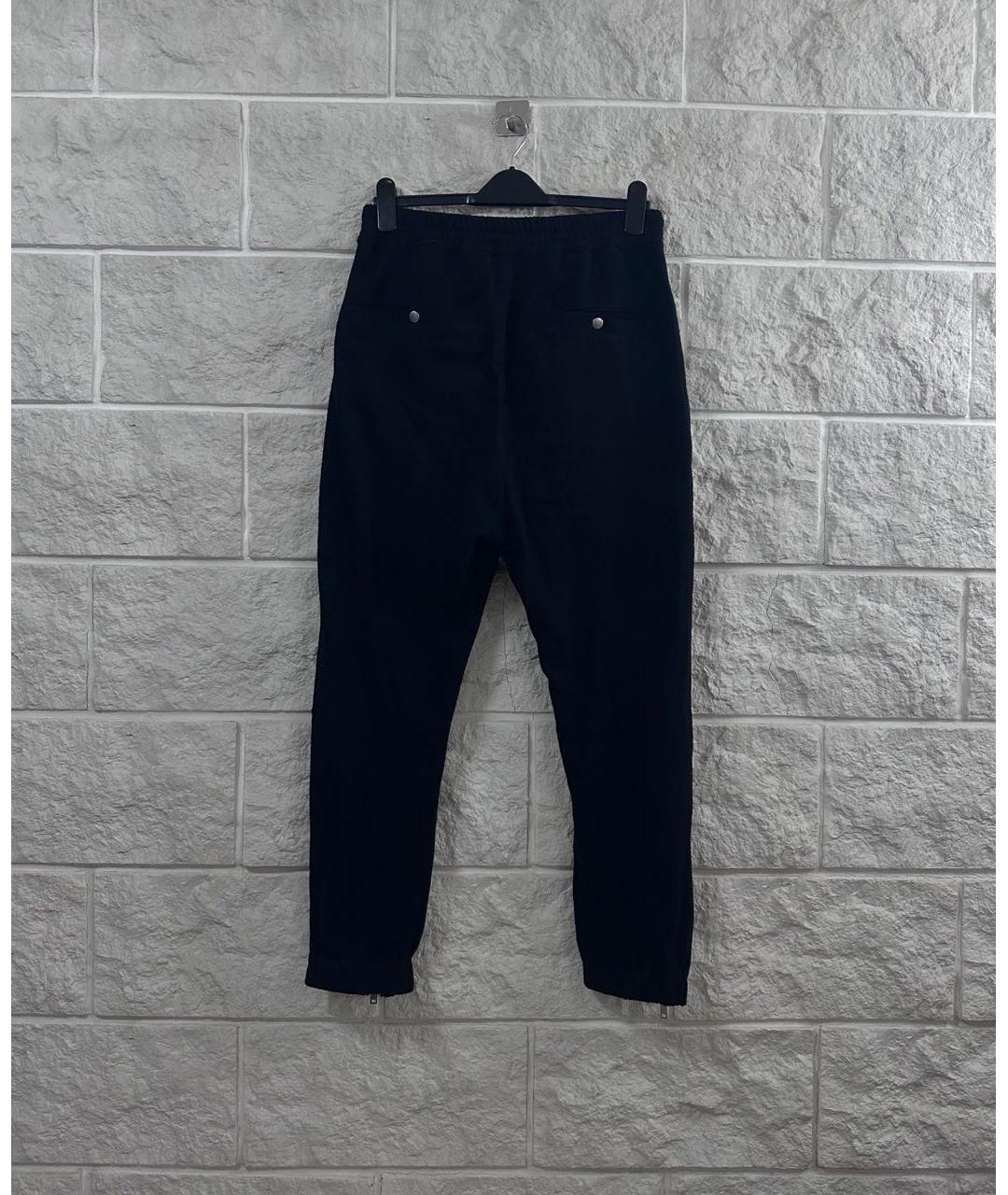 RICK OWENS Черные хлопковые повседневные брюки, фото 2