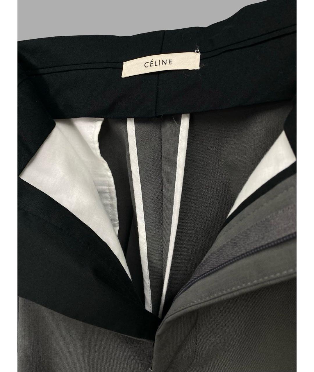 CELINE Антрацитовые шерстяные прямые брюки, фото 3