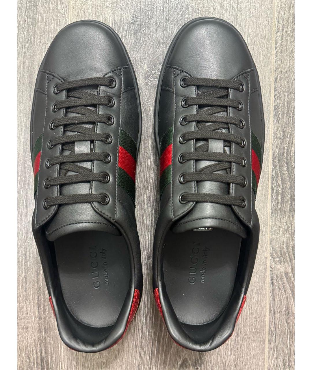 GUCCI Черные кожаные низкие кроссовки / кеды, фото 4
