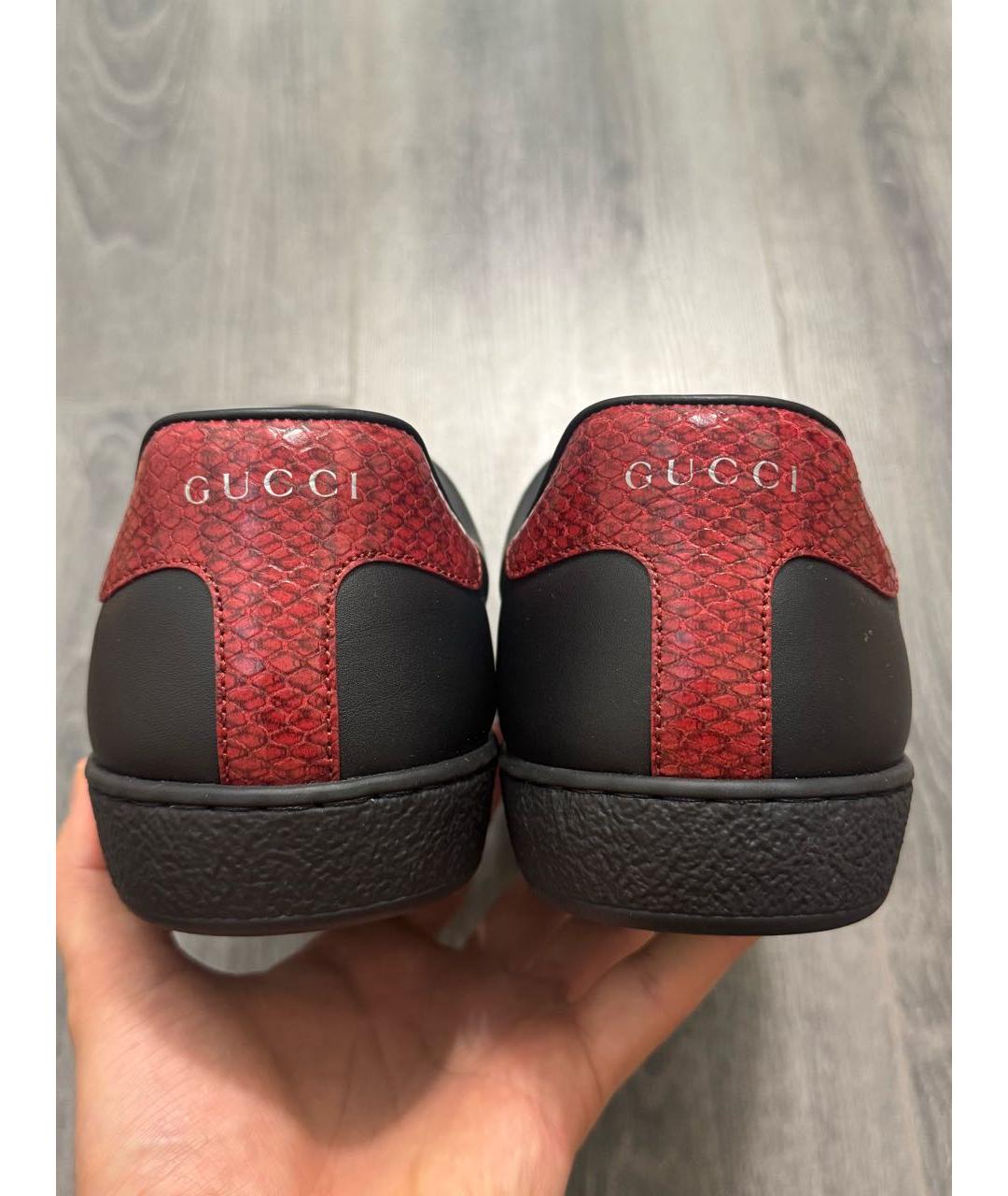 GUCCI Черные кожаные низкие кроссовки / кеды, фото 5