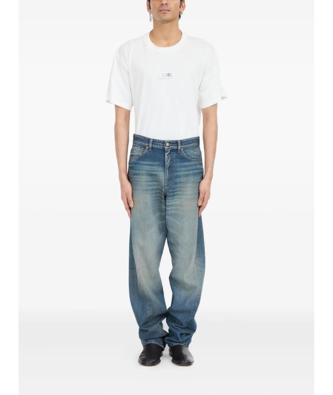 MM6 MAISON MARGIELA Синие хлопковые прямые джинсы, фото 2